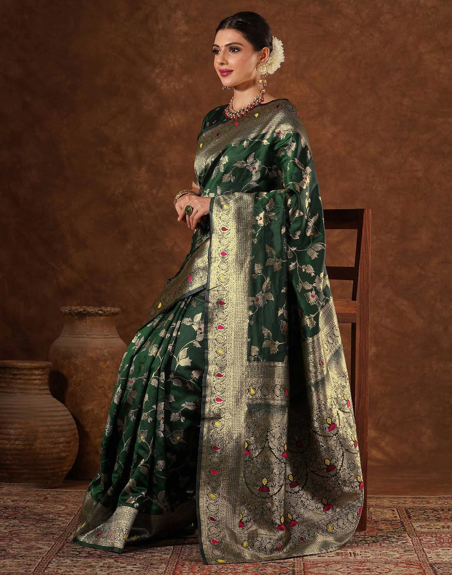 Green Silk Woven Banarasi Saree