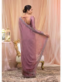Women's Mauve Rangoli Silk Heavy Embroidered Saree with Unstitched Blouse