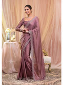 Women's Mauve Rangoli Silk Heavy Embroidered Saree with Unstitched Blouse