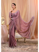 Women's Mauve Rangoli Silk Heavy Embroidered Saree with Unstitched Blouse