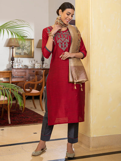 Raw Silk Suit Set 3522