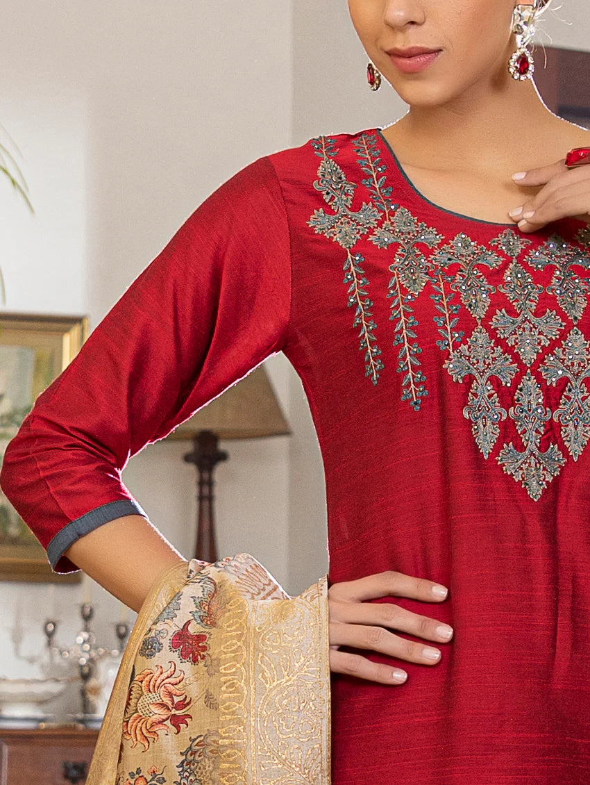 Raw Silk Suit Set 3522