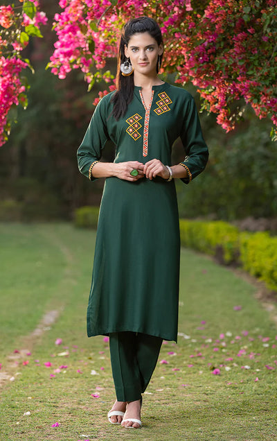 Embroidered Rayon Kurta 3549