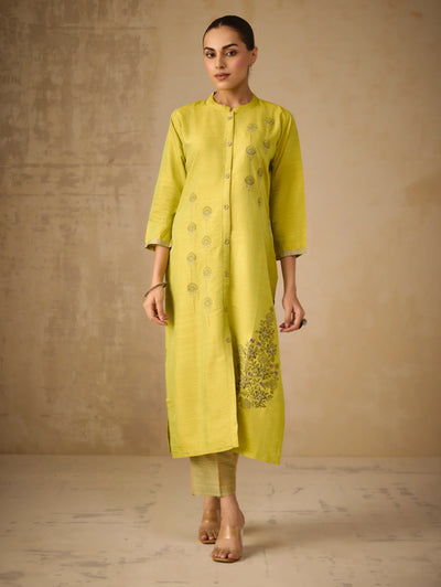Embroidered Viscose Silk Kurta Pants Set