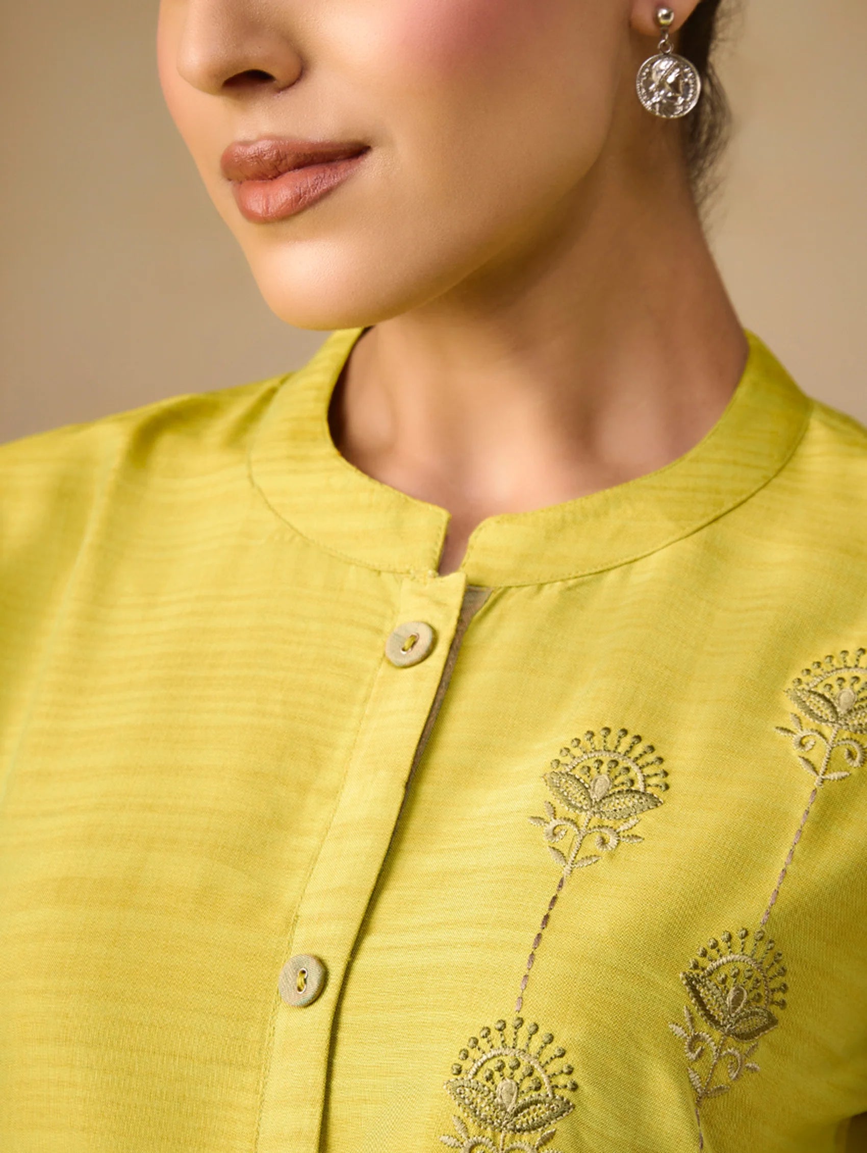 Embroidered Viscose Silk Kurta Pants Set