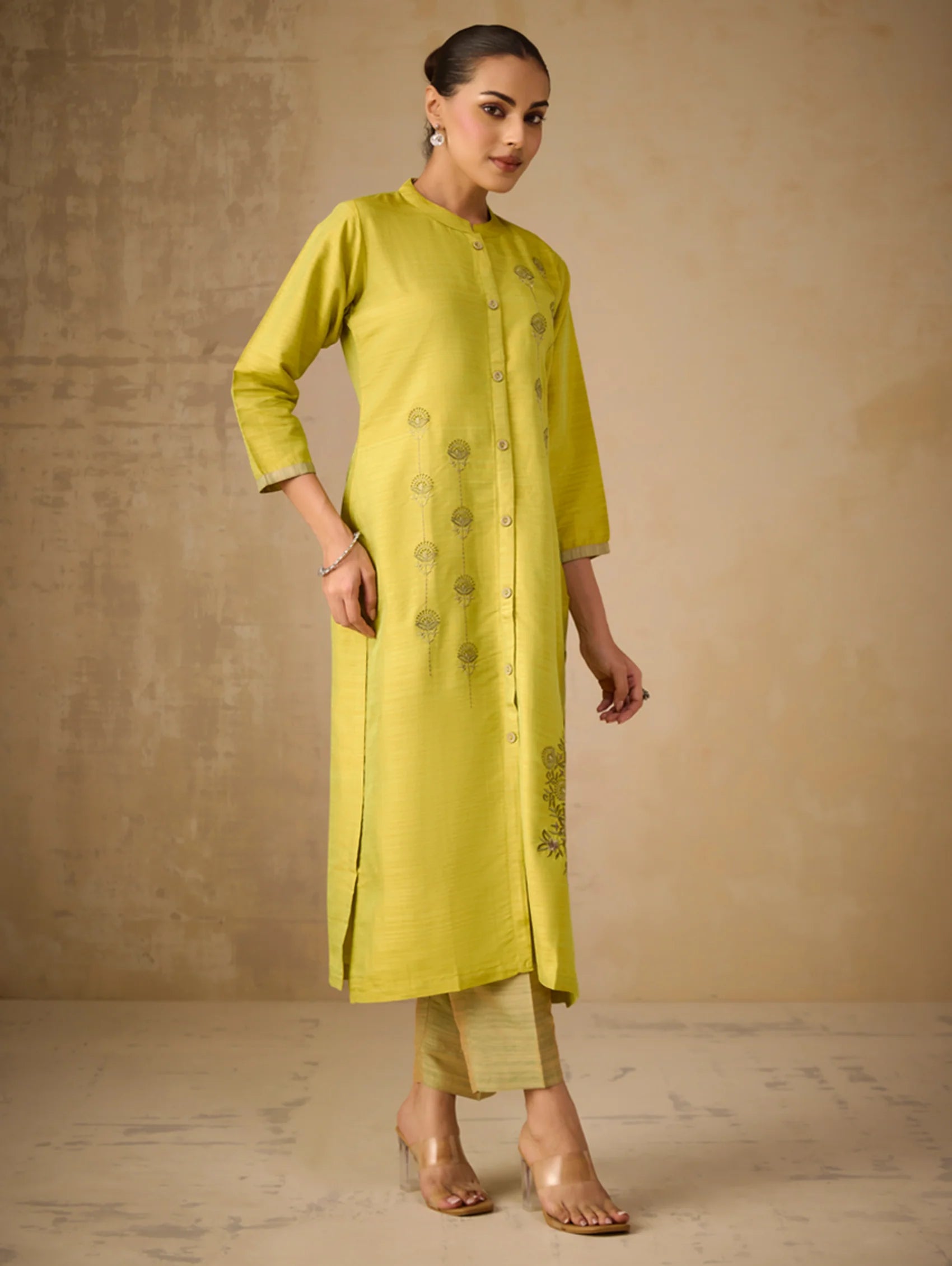Embroidered Viscose Silk Kurta Pants Set