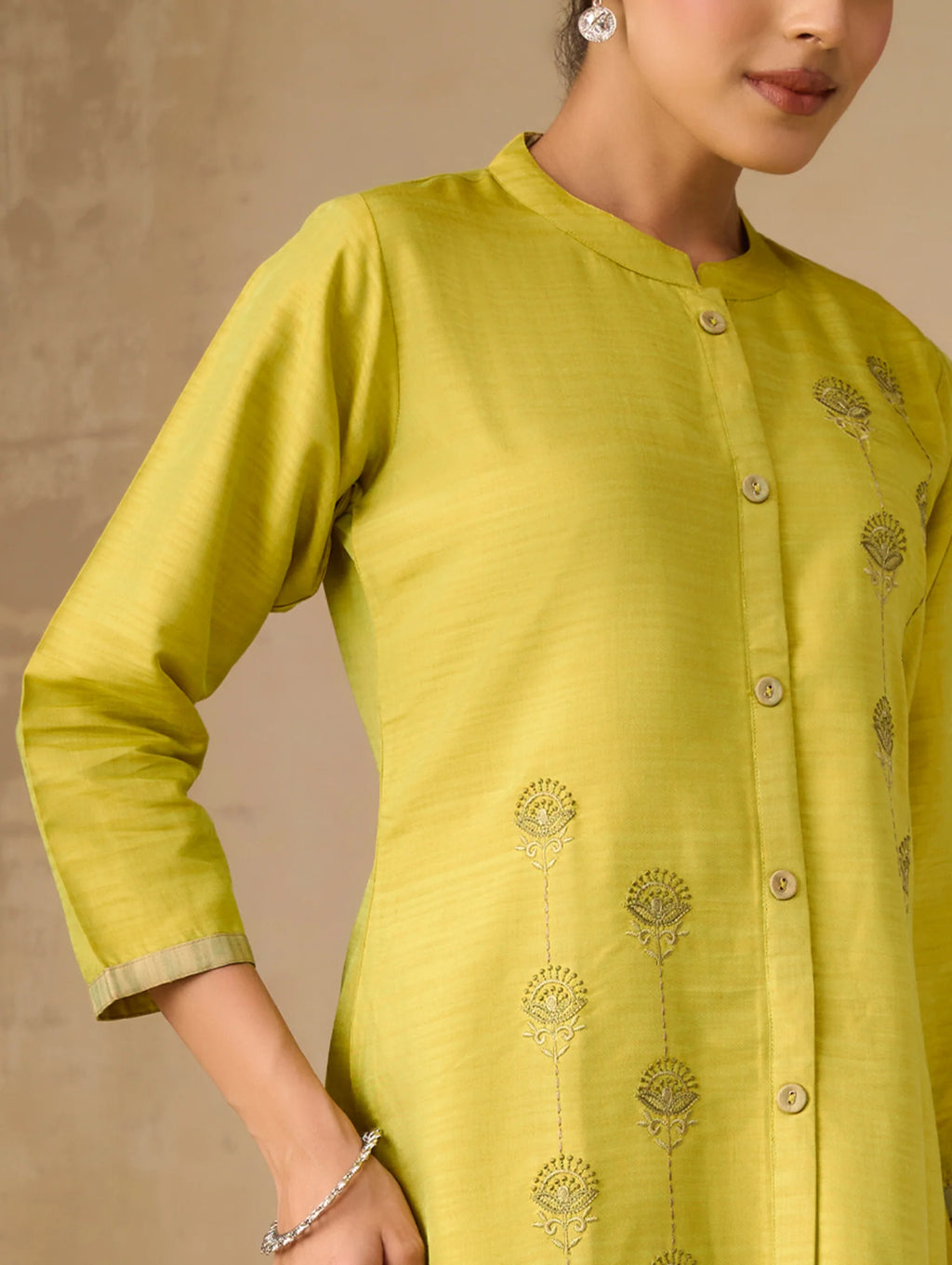 Embroidered Viscose Silk Kurta Pants Set