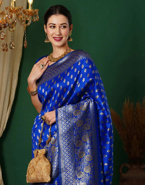 Blue Silk Woven Banarasi Saree
