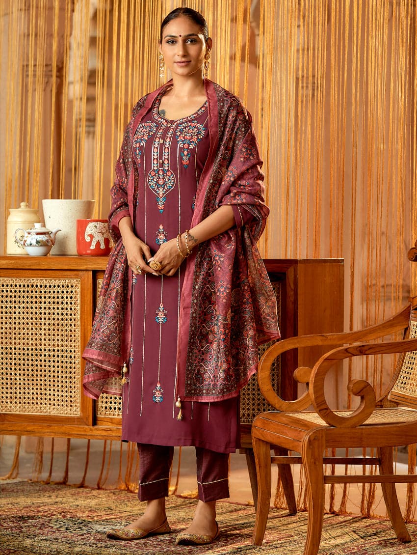 Embroidered Georgette Suit Set 3786