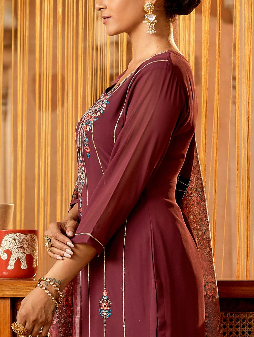 Embroidered Georgette Suit Set 3786