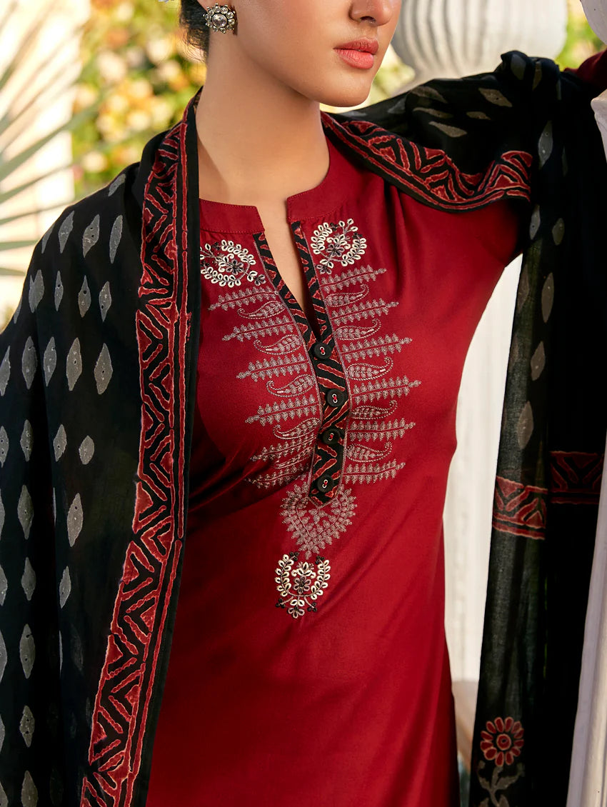 Embroidered Viscose Rayon Suit Set 3860