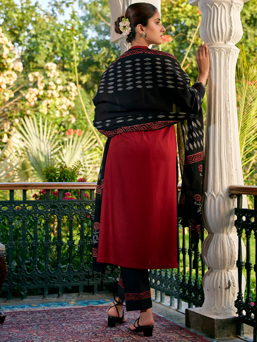 Embroidered Viscose Rayon Suit Set 3860