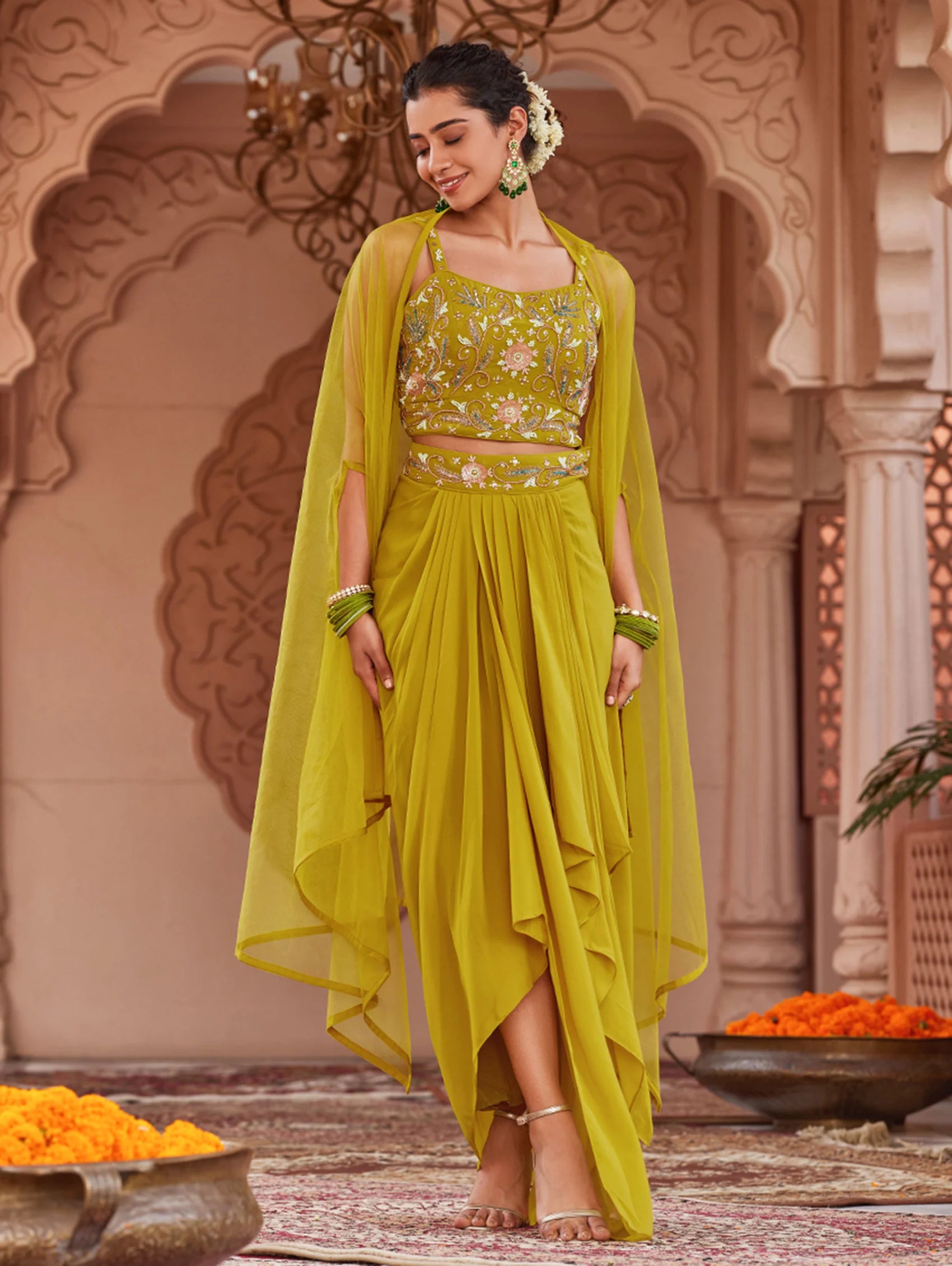 Hand Embroidered Georgette Dress 3966
