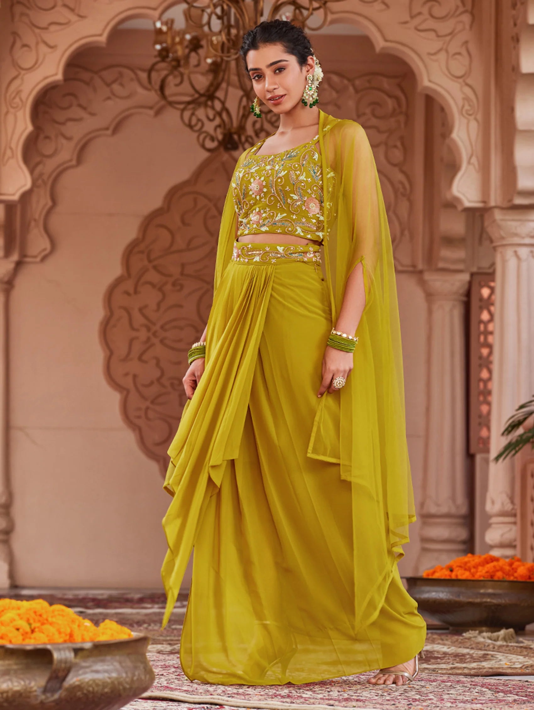 Hand Embroidered Georgette Dress 3966