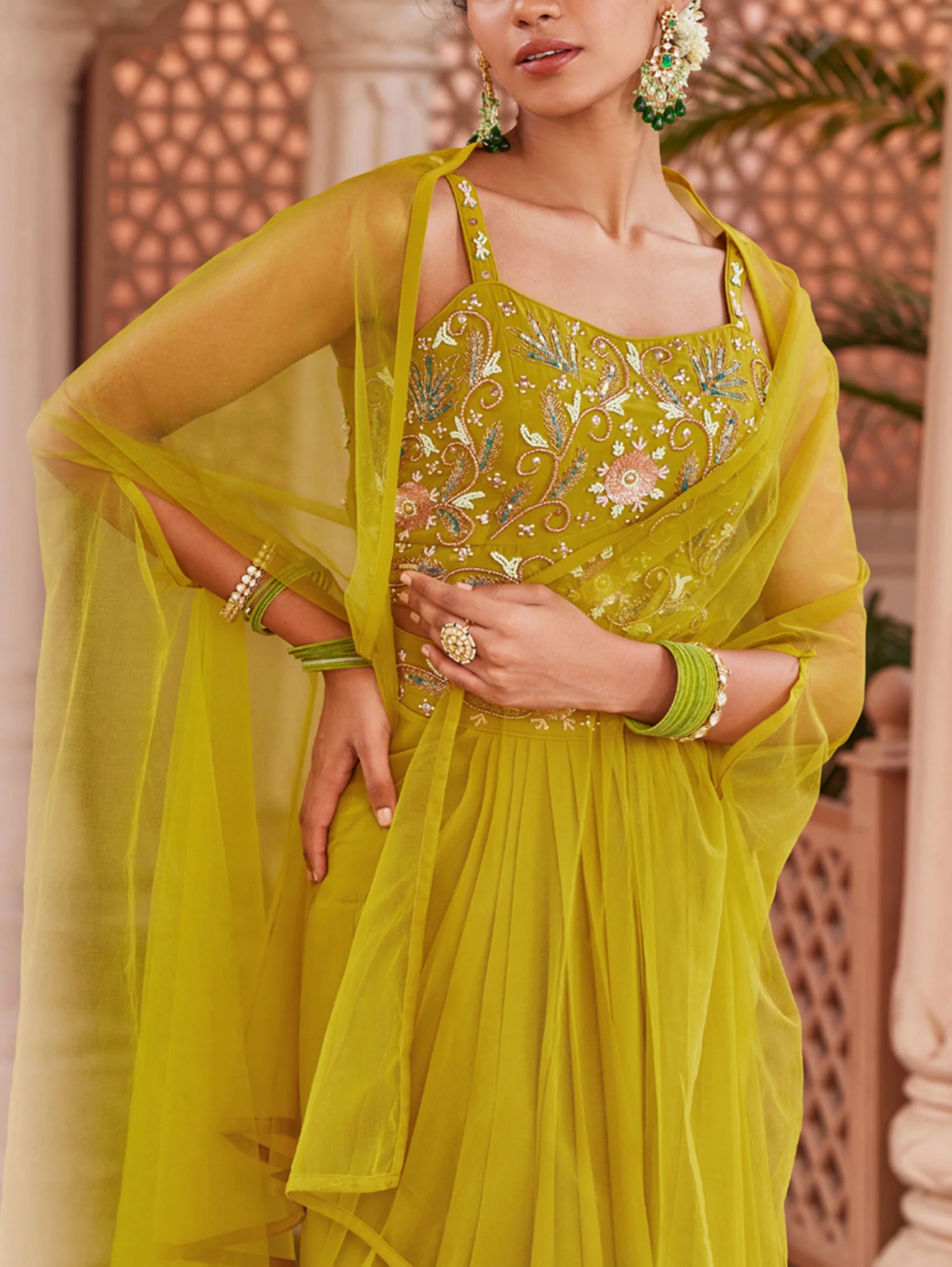 Hand Embroidered Georgette Dress 3966