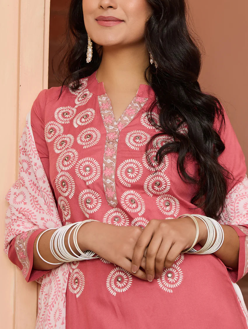 Embroidered Rayon Suit Set 4002