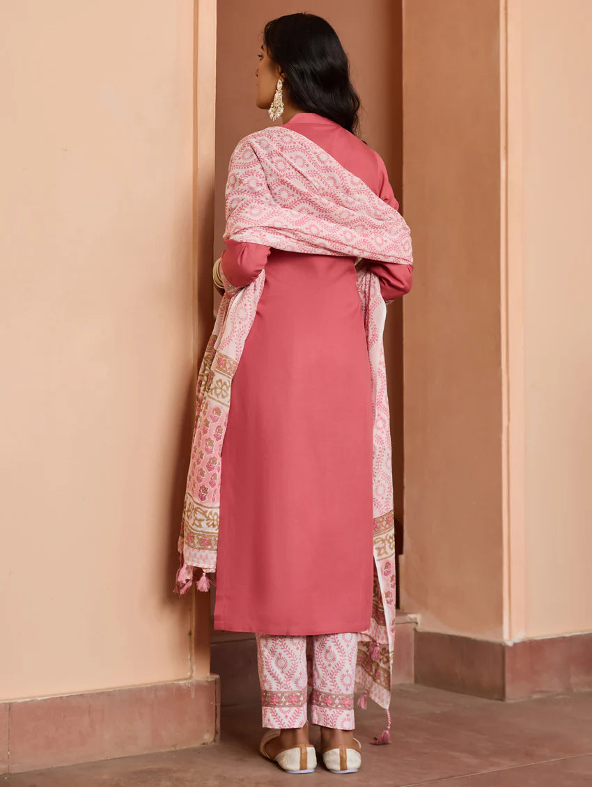 Embroidered Rayon Suit Set 4002