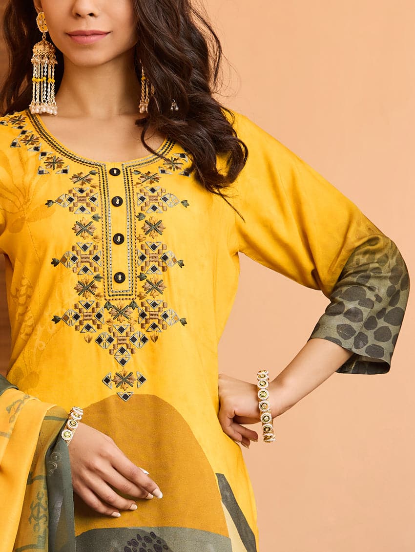 Digitally Printed Viscose Rayon Suit Set 4024