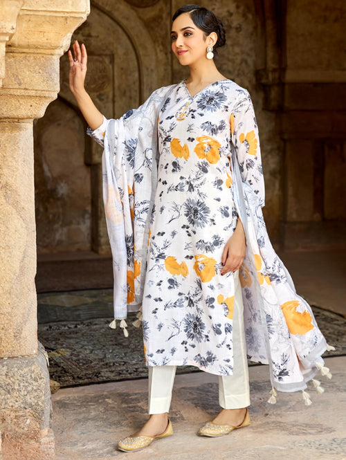 Digitally Printed Cotton Linen Suit Set 4184