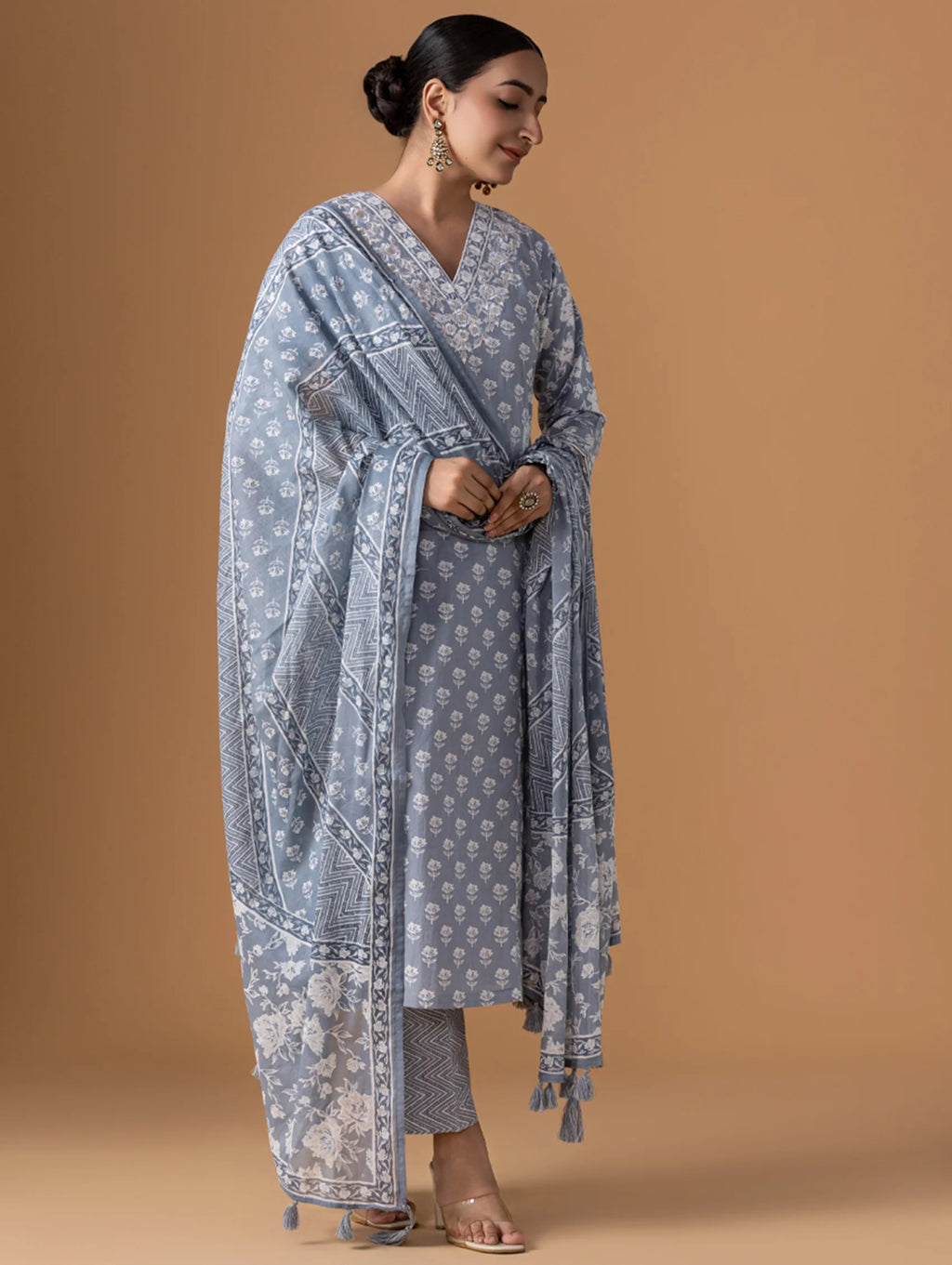 Embroidered Pure Cotton Suit Set 4258