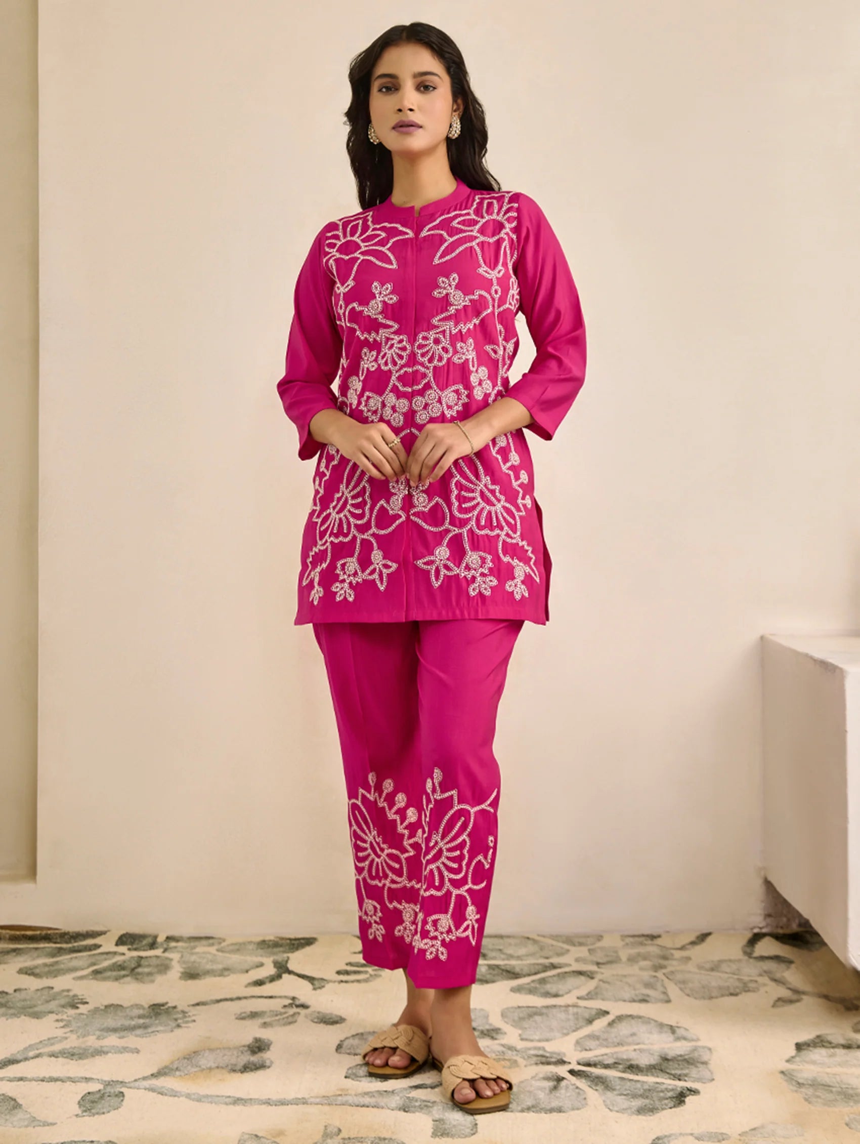 Embroidered Viscose Silk Co-Ord Set 4307