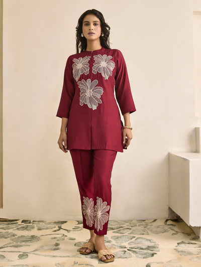 Embroidered Viscose Silk Co-Ord Set 4312