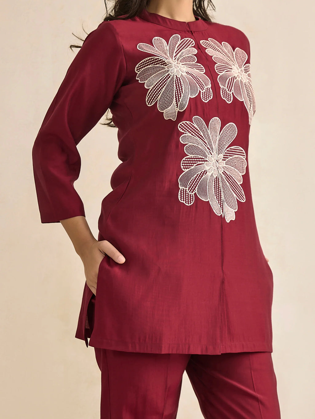 Embroidered Viscose Silk Co-Ord Set 4312