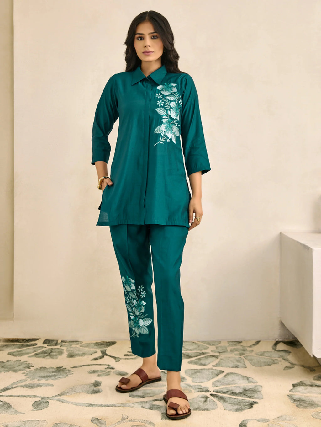 Embroidered Viscose Silk Co-Ord Set 4315