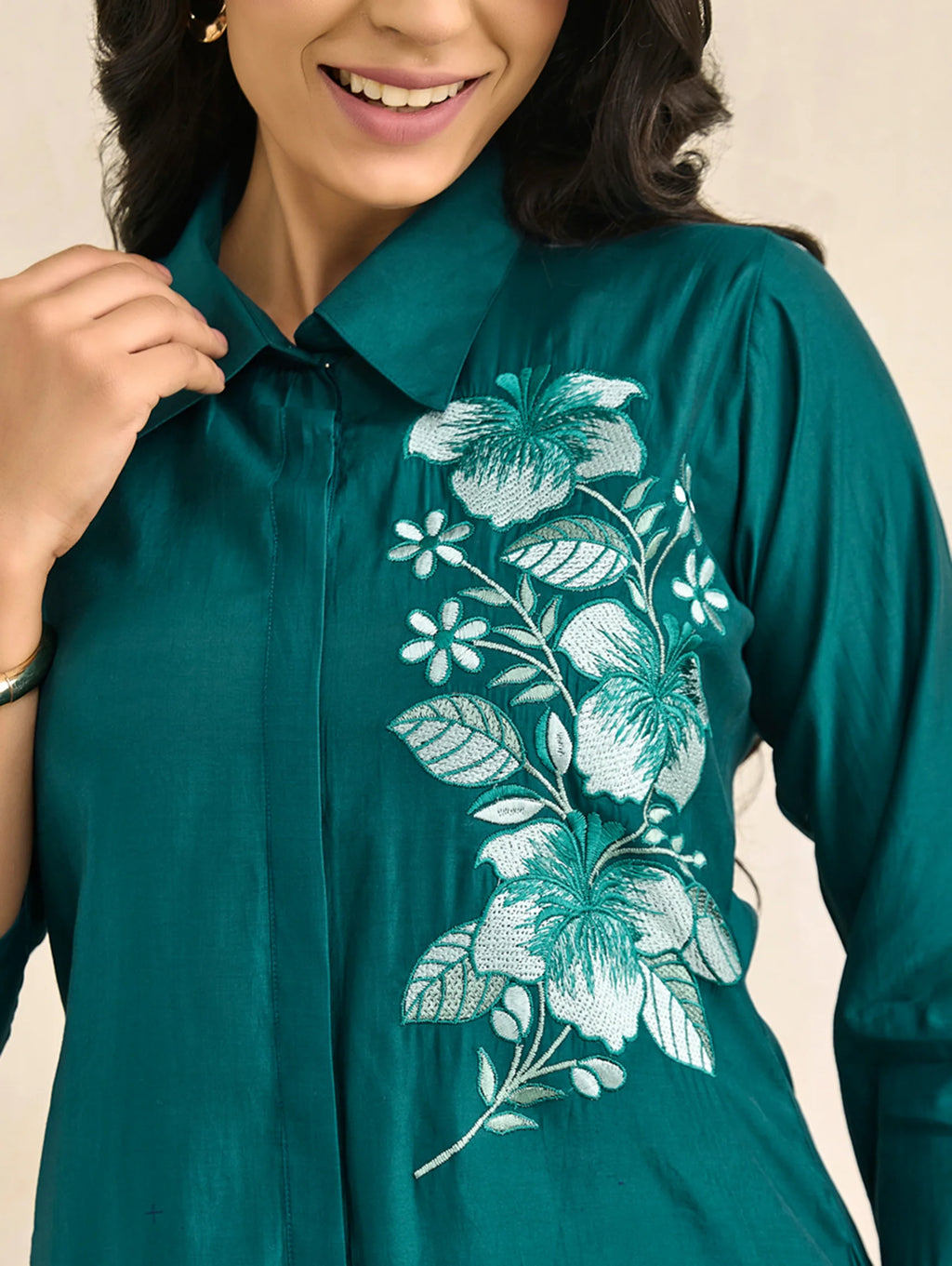 Embroidered Viscose Silk Co-Ord Set 4315