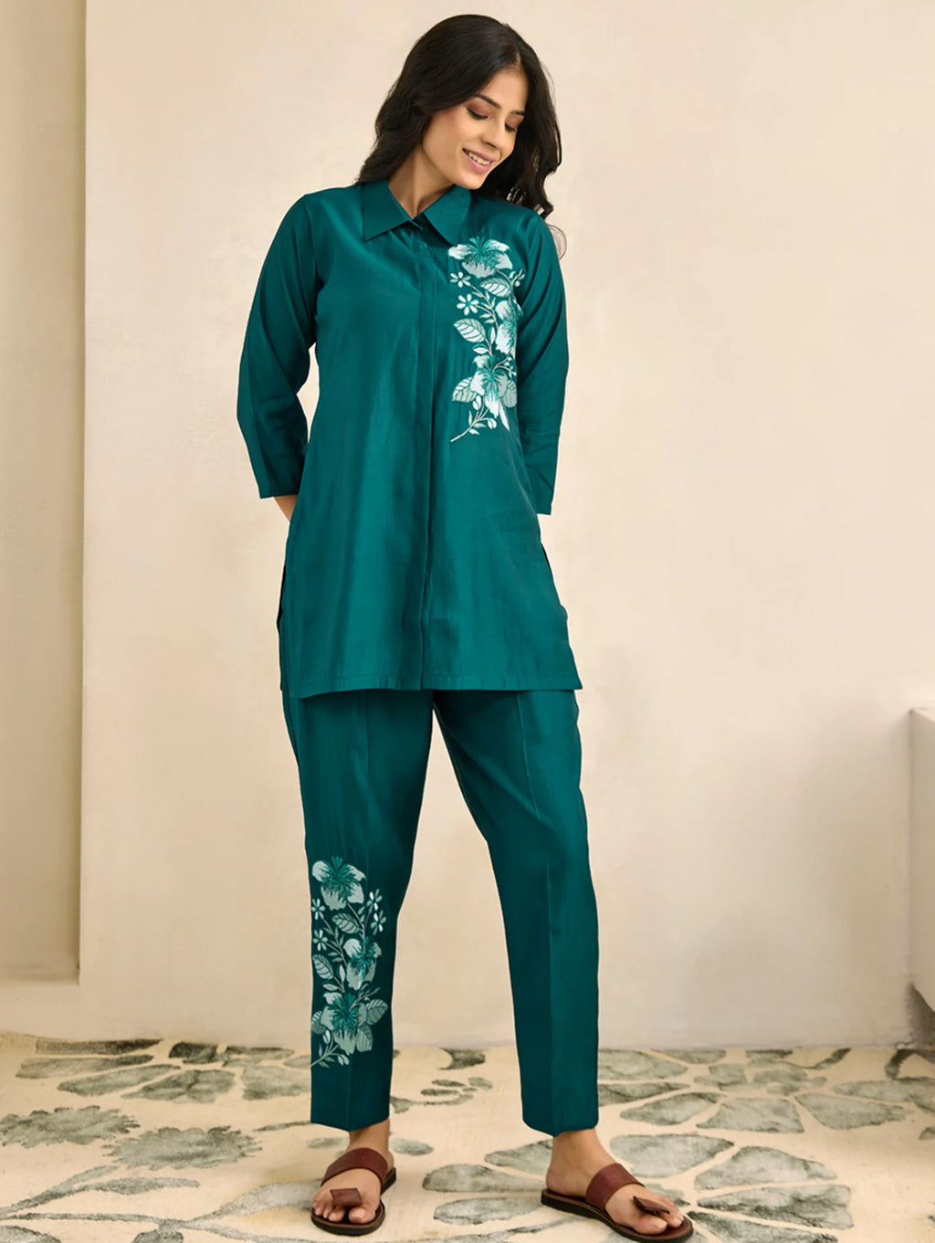Embroidered Viscose Silk Co-Ord Set 4315