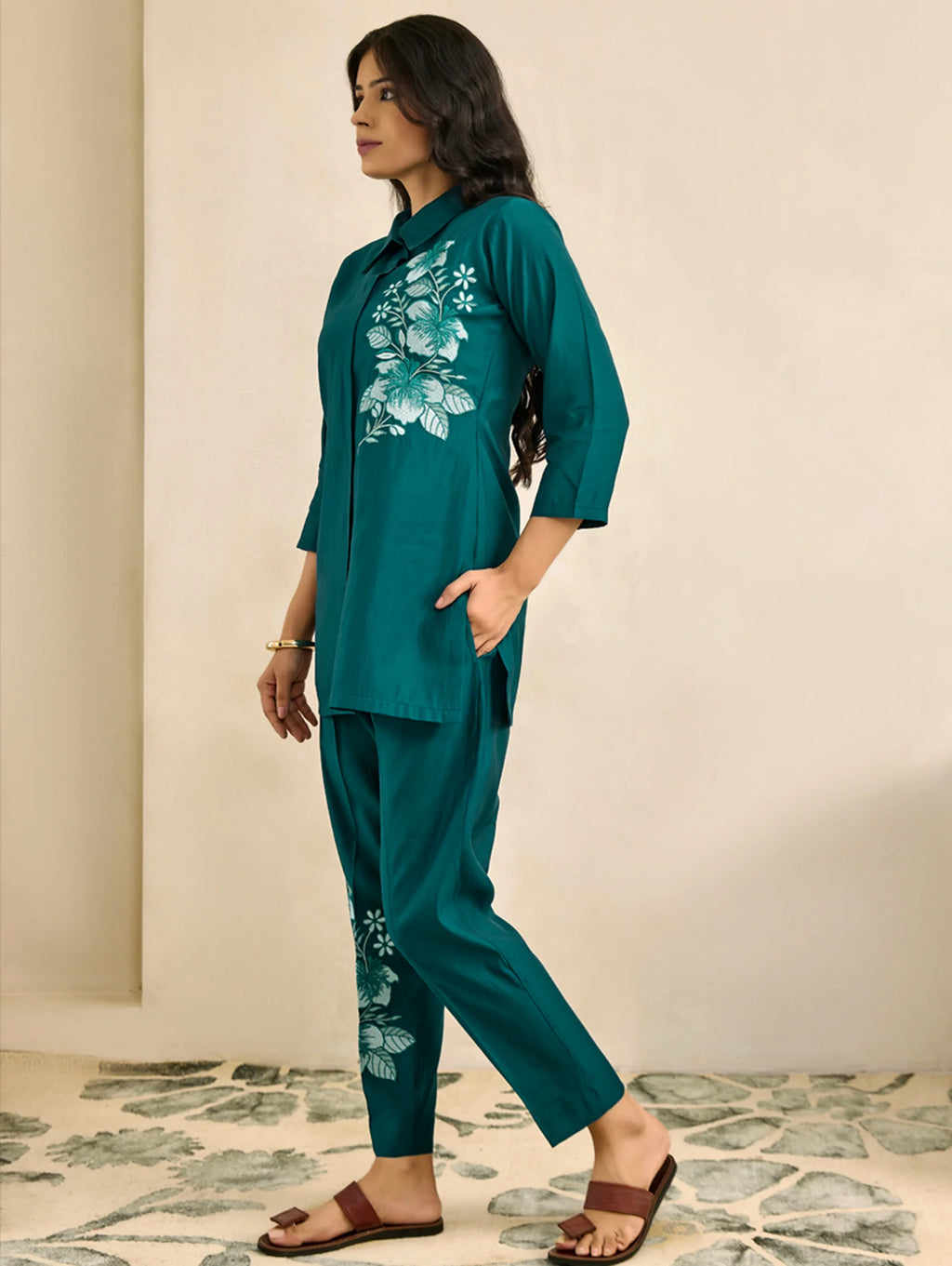 Embroidered Viscose Silk Co-Ord Set 4315