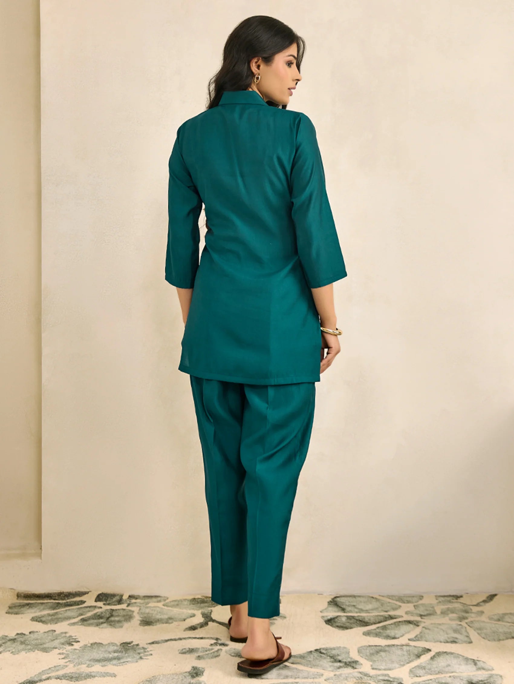 Embroidered Viscose Silk Co-Ord Set 4315