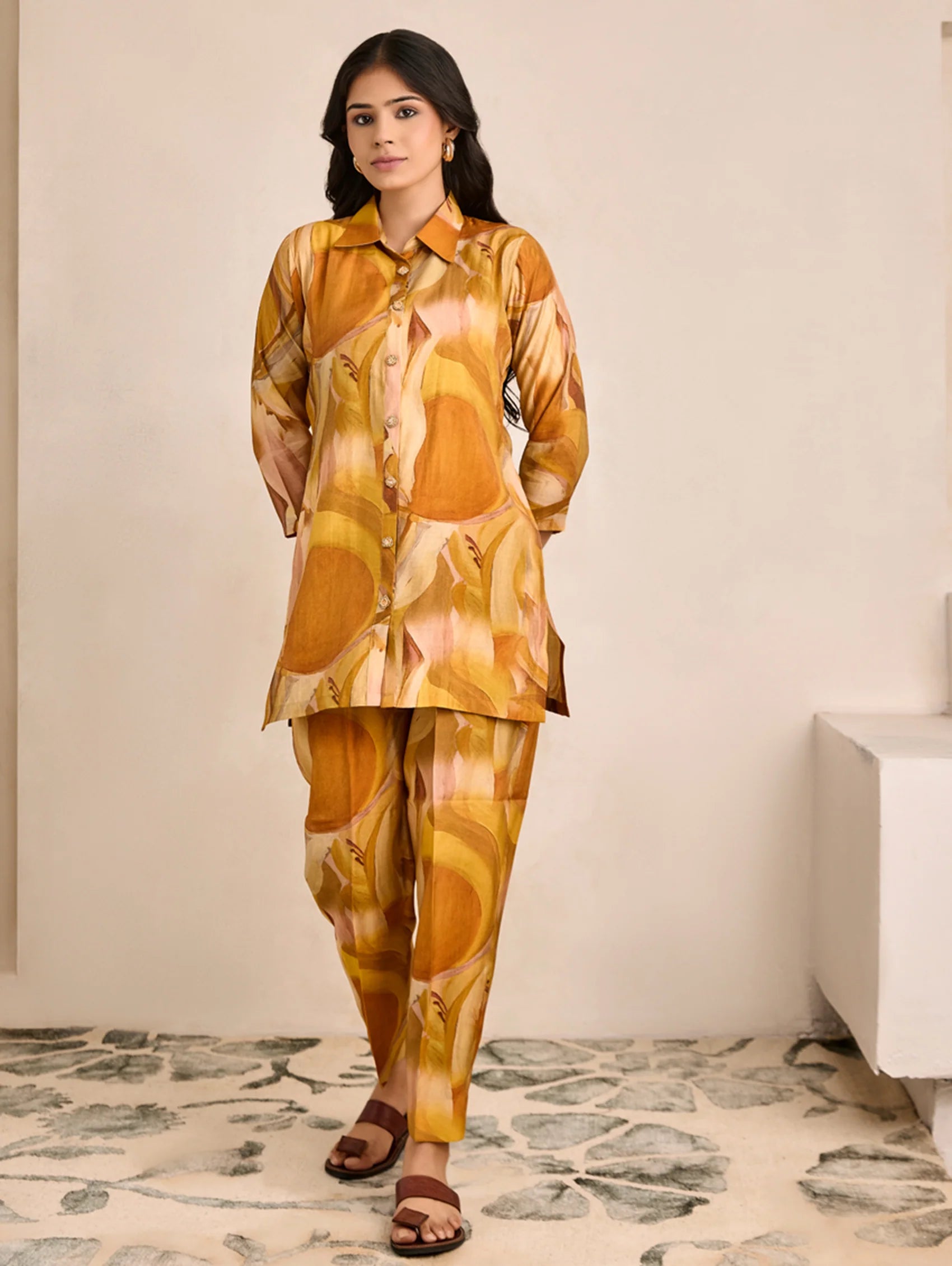 Digitally Printed Shimmer Silk Co-Ord Set 4321