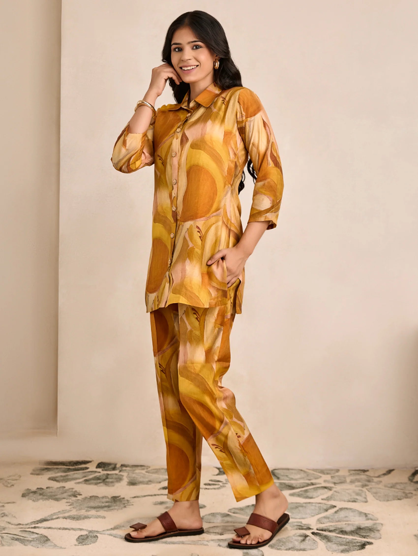 Digitally Printed Shimmer Silk Co-Ord Set 4321