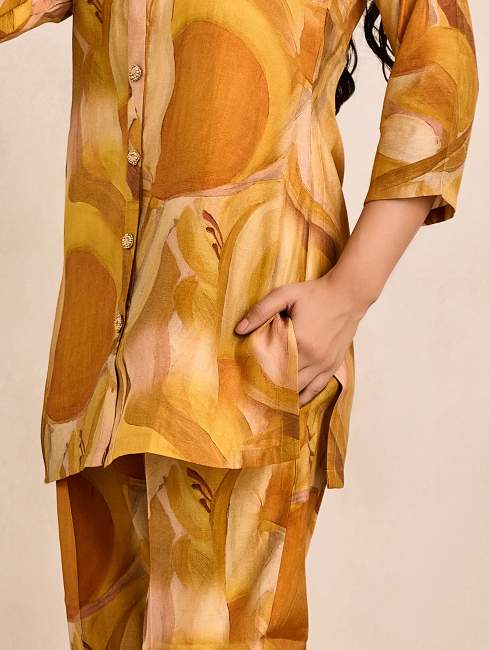 Digitally Printed Shimmer Silk Co-Ord Set 4321