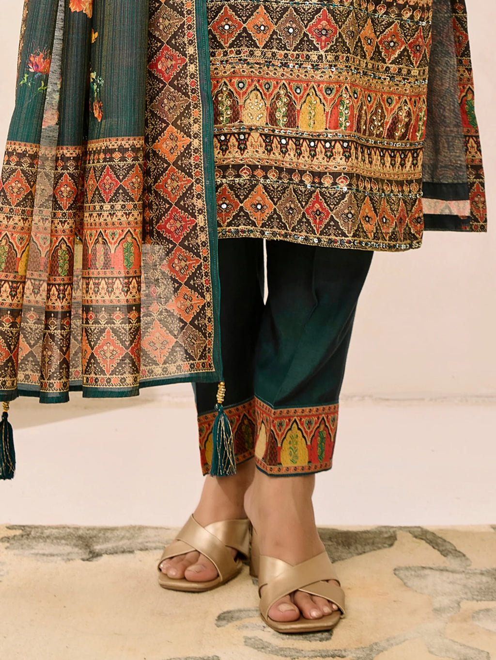 Digitally Printed Shimmer Silk Suit Set 4346