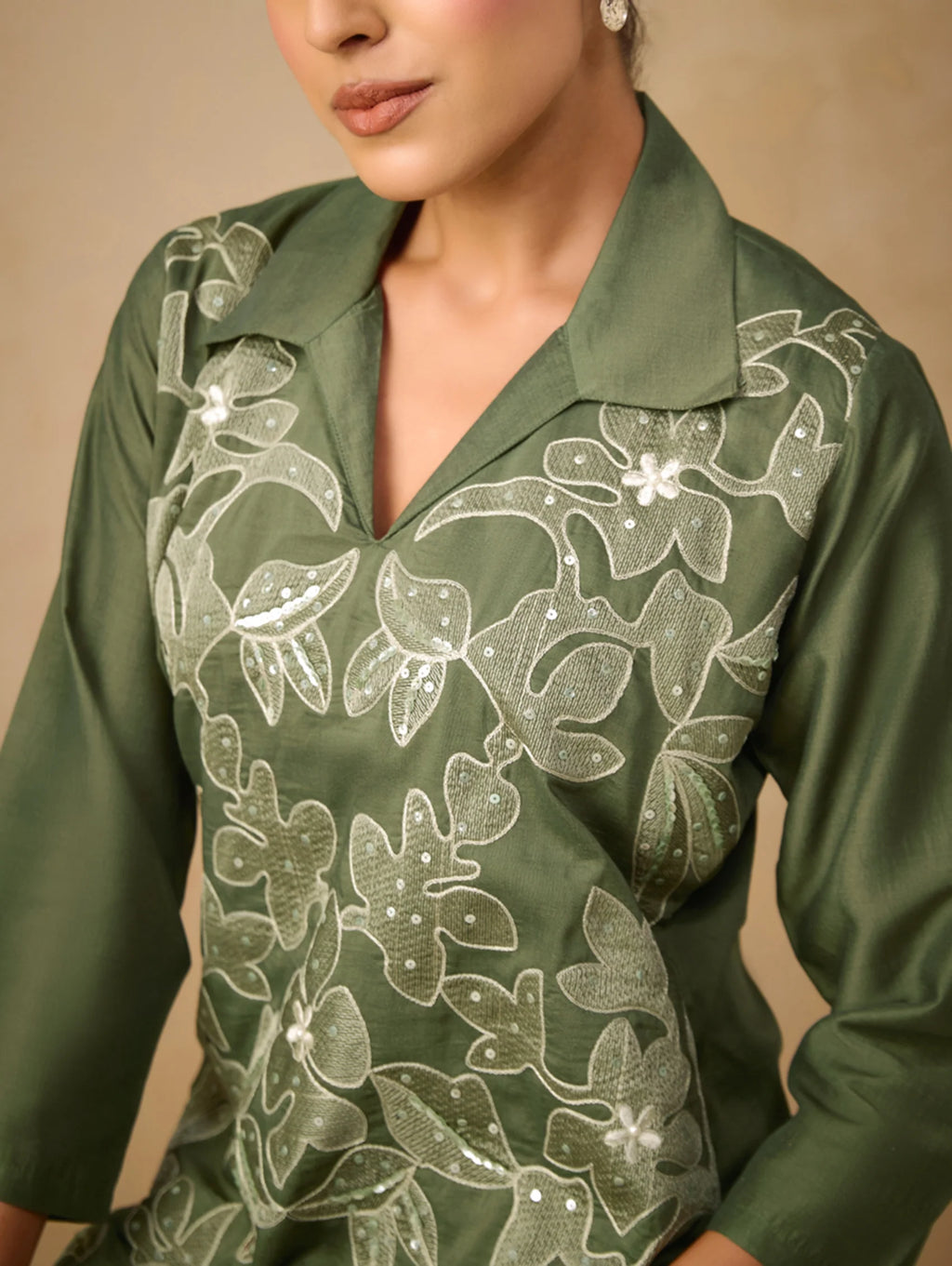 Embroidered Viscose Silk Co-Ord Set 4355