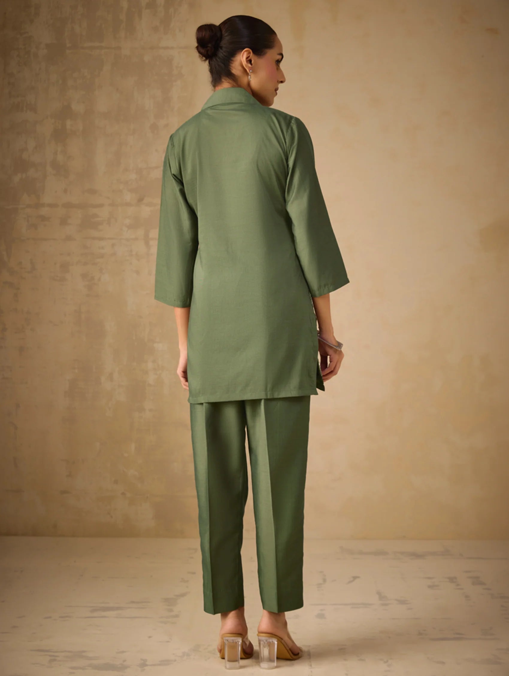 Embroidered Viscose Silk Co-Ord Set 4355