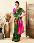 Dark Green Silk Woven Banarasi Saree