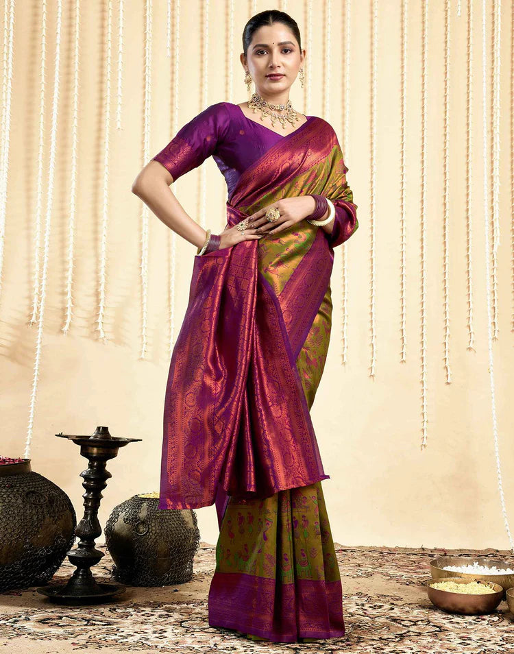 Green Silk Woven Banarasi Saree