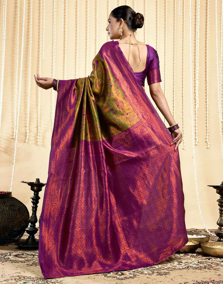 Green Silk Woven Banarasi Saree