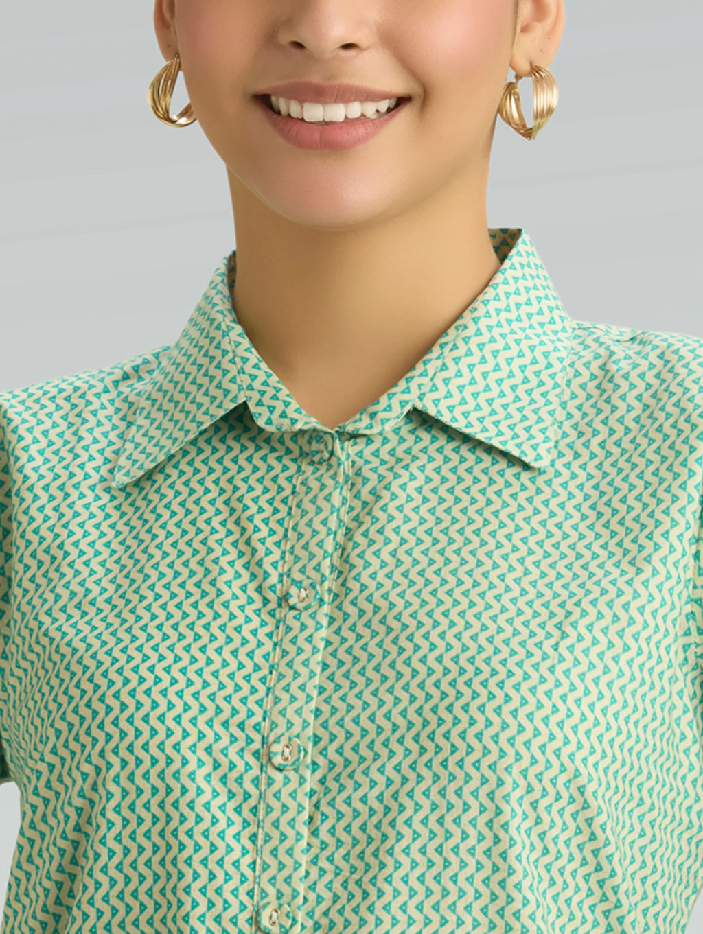 Turquoise Printed Pure Cotton Tunic