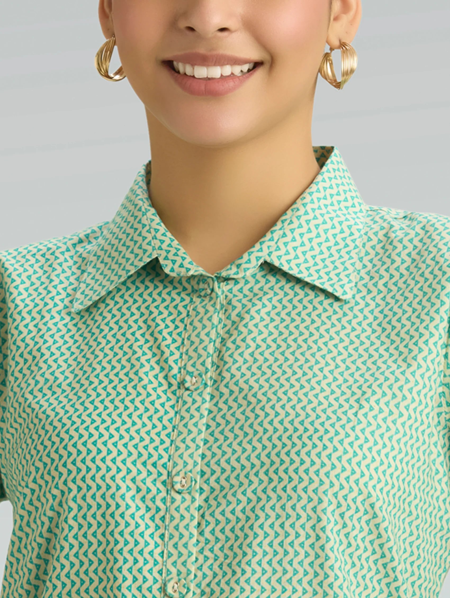 Turquoise Printed Pure Cotton Tunic