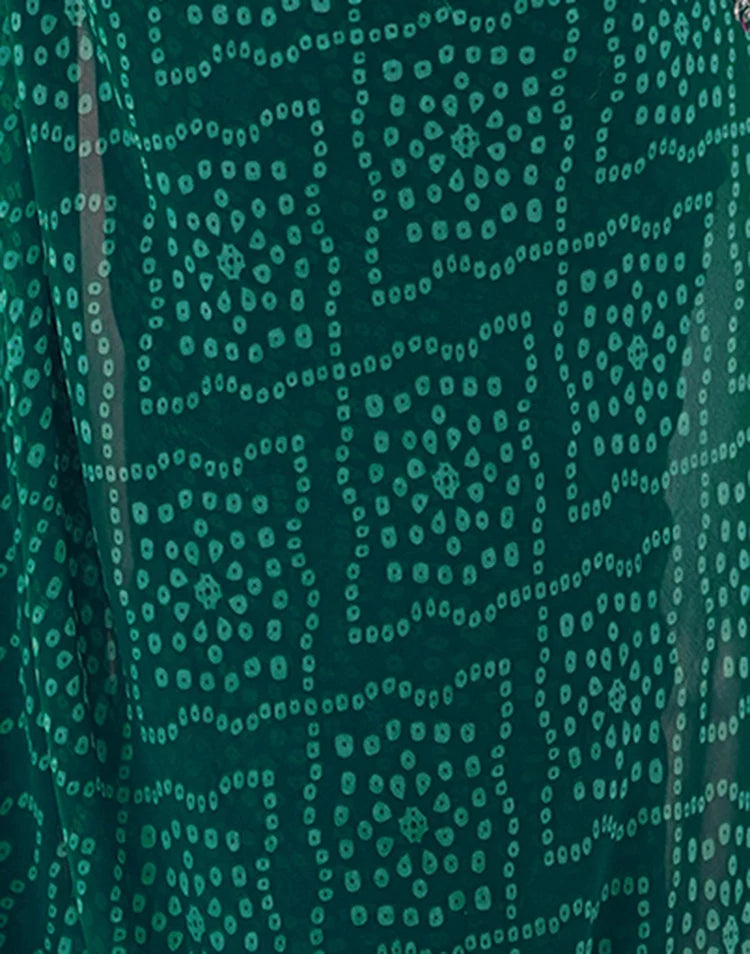 Green Georgette Printed Bandhani Saree