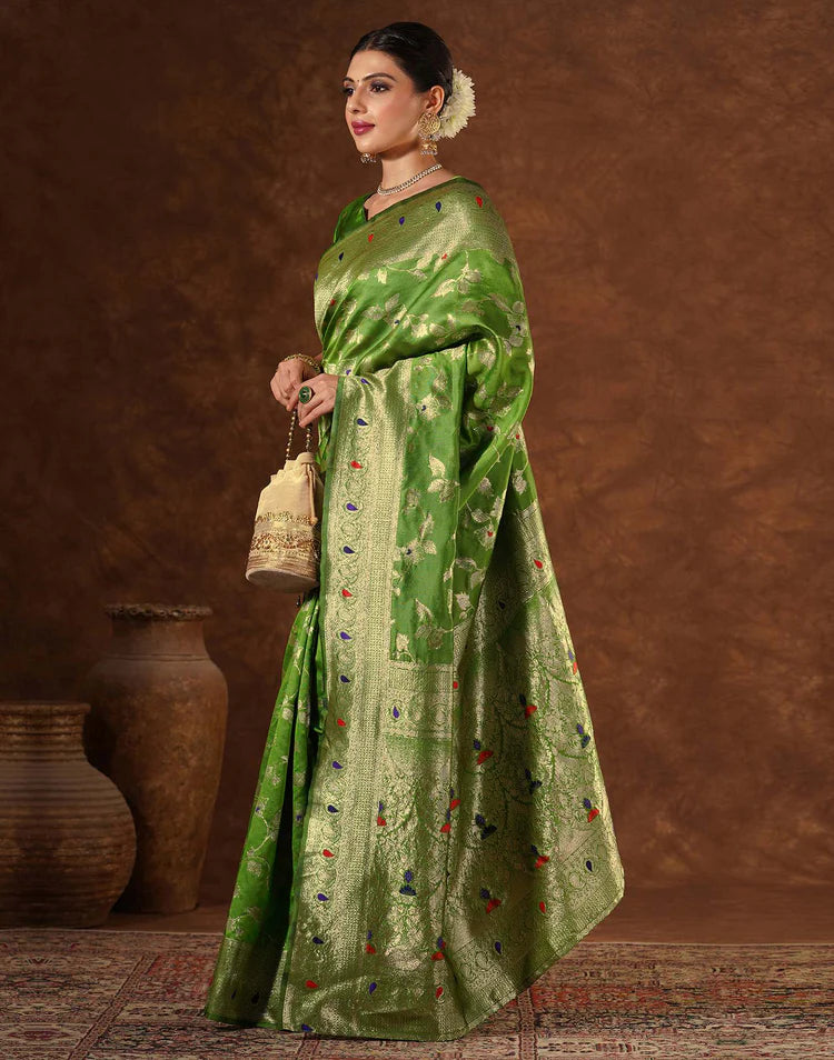 Green Silk Woven Banarasi Saree
