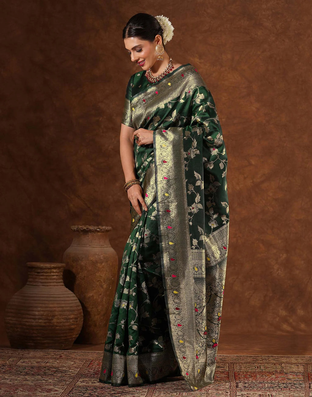 Green Silk Woven Banarasi Saree