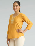 Saffron Mango Embroidered Viscose Rayon Tunic