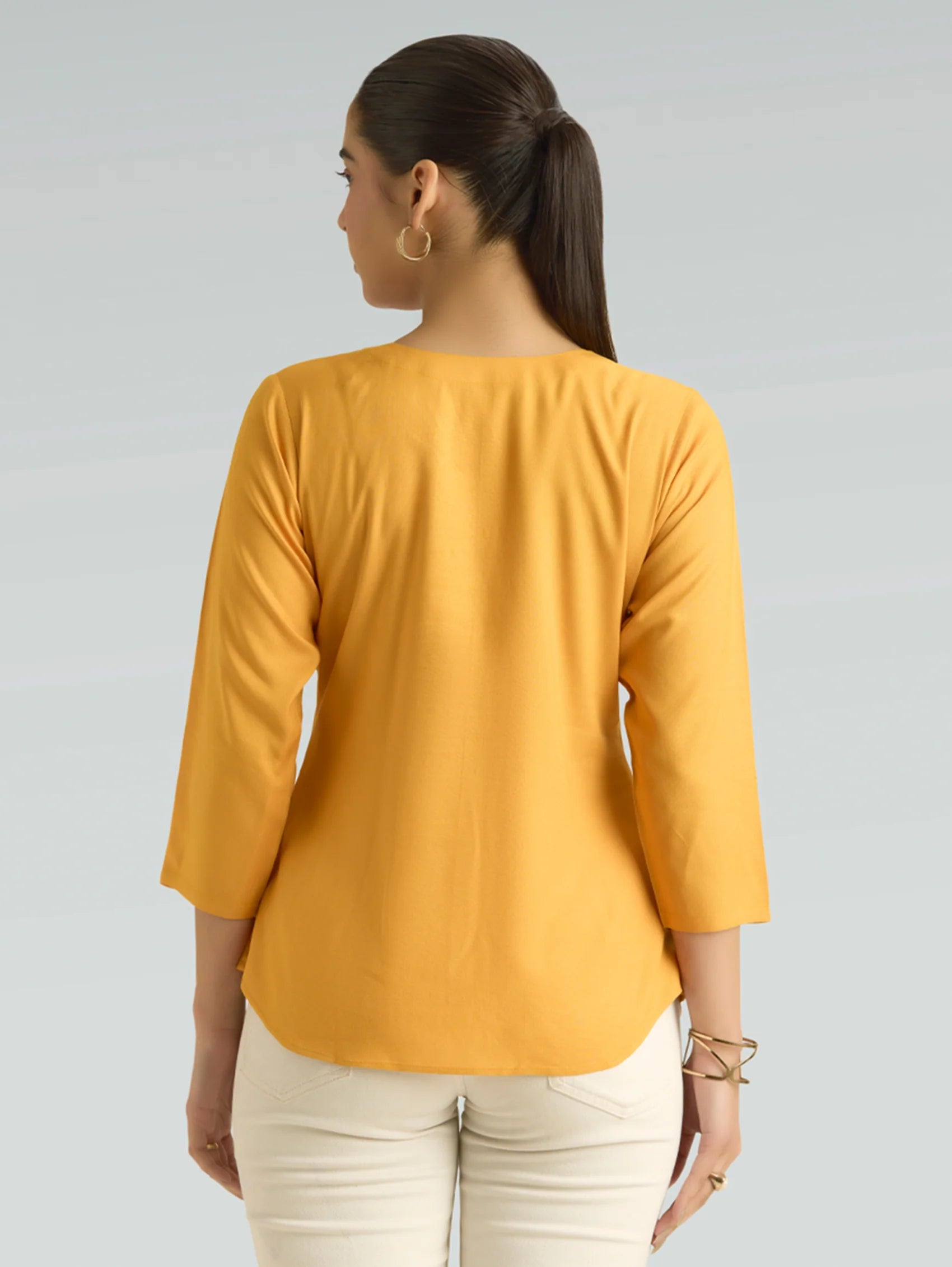 Saffron Mango Embroidered Viscose Rayon Tunic