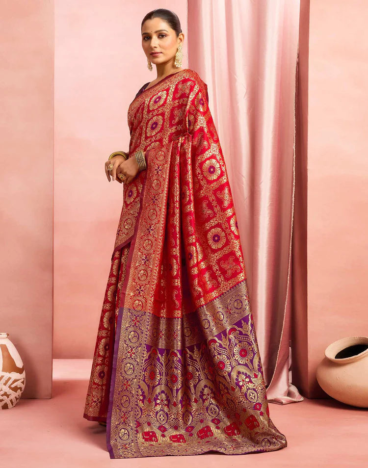 Red Silk Woven Banarasi Saree