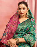 Teal Green Silk Woven Banarasi Saree